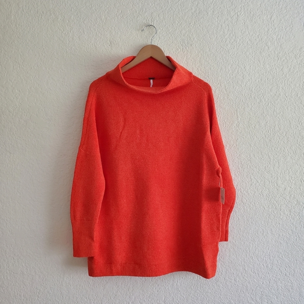 Free People * Ottoman Slouchy Pullover Tunic Sweater size XS Orange - Picture 11 of 12